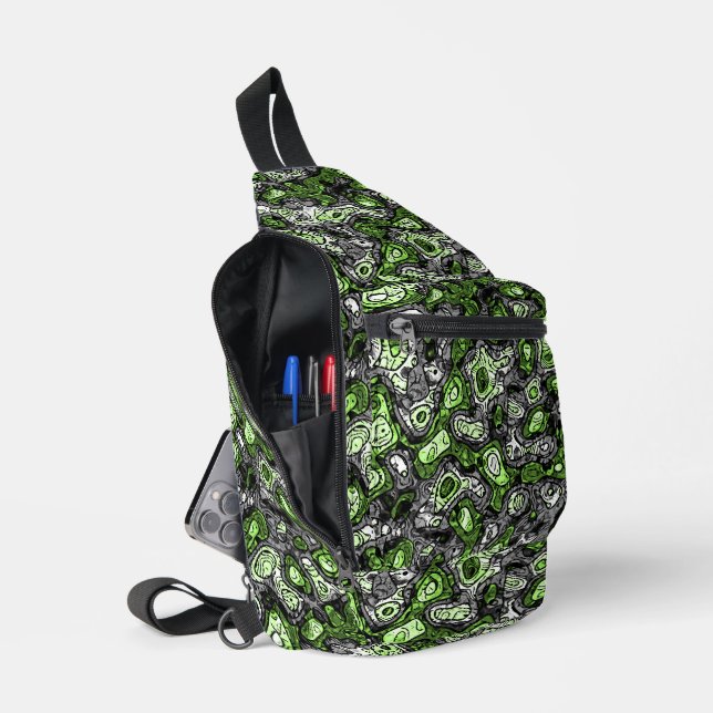 Groovy Trippy Grungy Funky Abstract Agender Pride Sling Bag (Open)