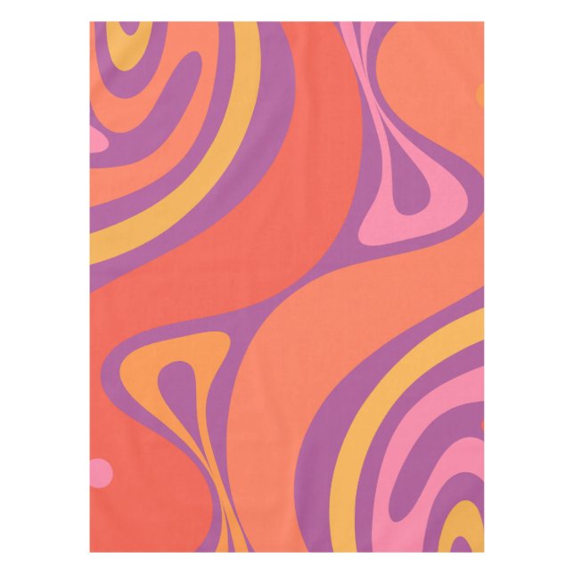 Groovy Trippy Retro Aesthetic Abstract Colourful Tablecloth (Front)