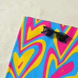 Groovy Trippy Squiggly Quirky Pansexual Pride Beach Towel
