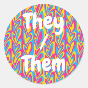 Groovy Trippy Squiggly Quirky Pansexual Pride  Classic Round Sticker