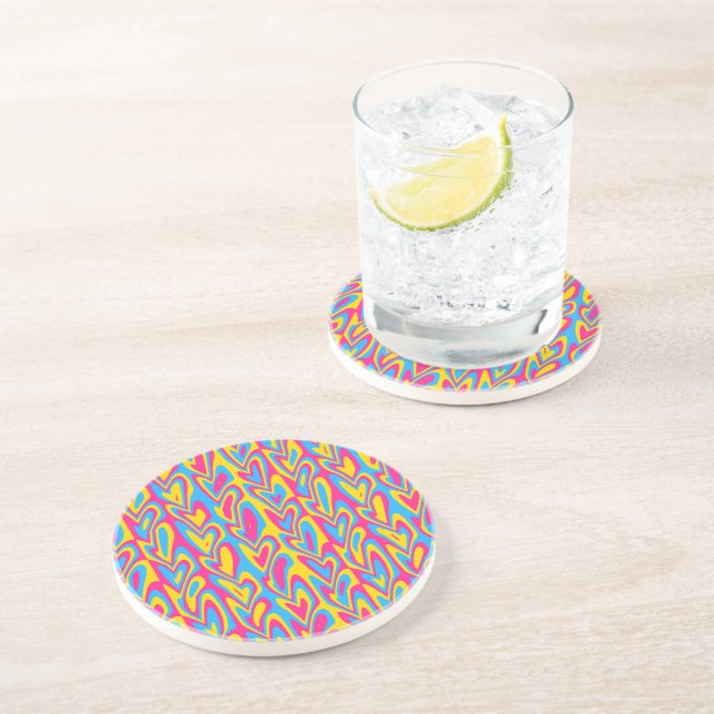 Groovy Trippy Squiggly Quirky Pansexual Pride  Coaster (Side)