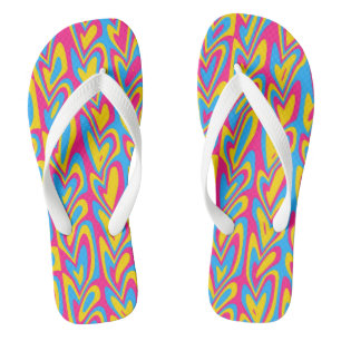 Groovy Trippy Squiggly Quirky Pansexual Pride Flip Flops