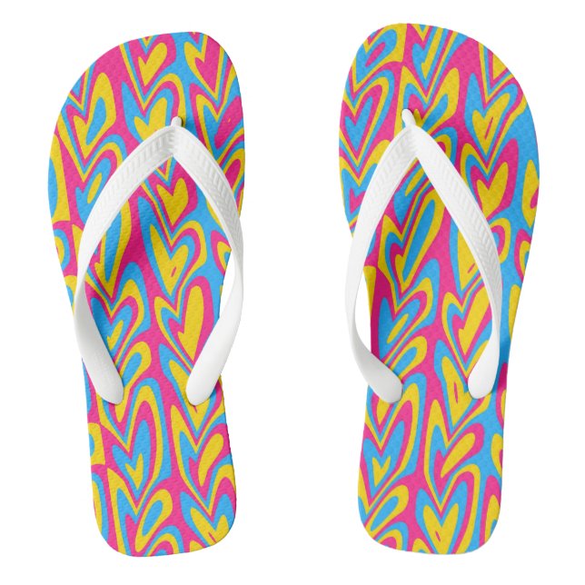 Groovy Trippy Squiggly Quirky Pansexual Pride  Flip Flops (Footbed)