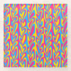 Groovy Trippy Squiggly Quirky Pansexual Pride Glass Coaster