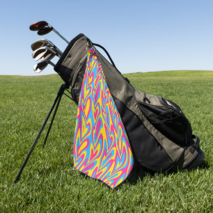 Groovy Trippy Squiggly Quirky Pansexual Pride  Golf Towel