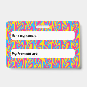 Groovy Trippy Squiggly Quirky Pansexual Pride ID Badge