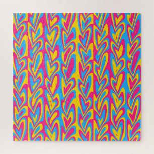 Groovy Trippy Squiggly Quirky Pansexual Pride  Jigsaw Puzzle