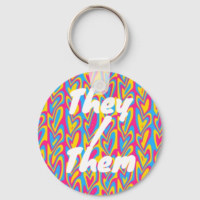 Groovy Trippy Squiggly Quirky Pansexual Pride  Key Ring (Front)