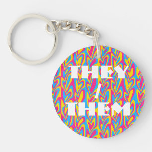 Groovy Trippy Squiggly Quirky Pansexual Pride Key Ring