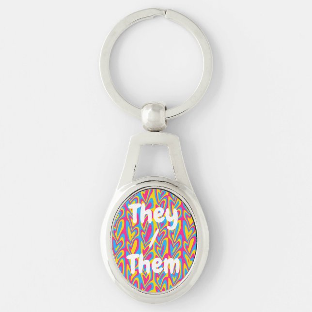 Groovy Trippy Squiggly Quirky Pansexual Pride  Key Ring (Front)