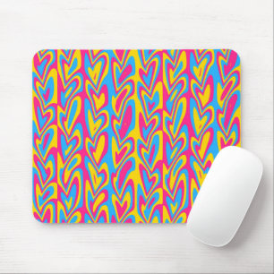 Groovy Trippy Squiggly Quirky Pansexual Pride Mouse Mat