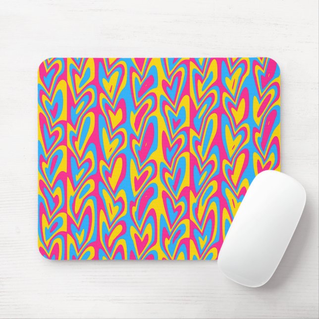 Groovy Trippy Squiggly Quirky Pansexual Pride  Mouse Mat (With Mouse)
