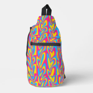 Groovy Trippy Squiggly Quirky Pansexual Pride Sling Bag