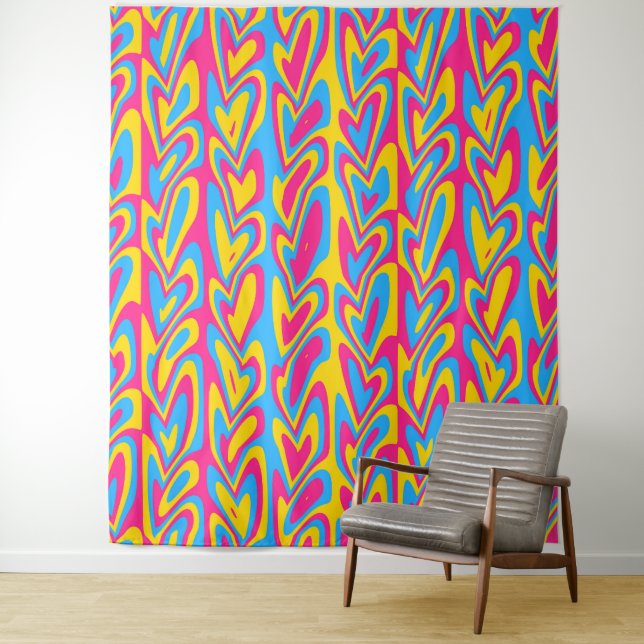 Groovy Trippy Squiggly Quirky Pansexual Pride  Tapestry (In Situ)