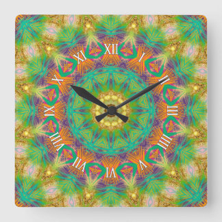 Groovy Tropic Tribal Green Purple Wall Clock