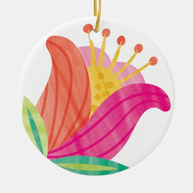 GROOVY TULIP CERAMIC TREE DECORATION (Front)