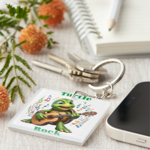 Groovy Turtle Jamming Out Key Ring