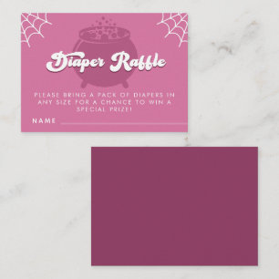 Groovy Typography Halloween Girl Diaper Raffle Enclosure Card