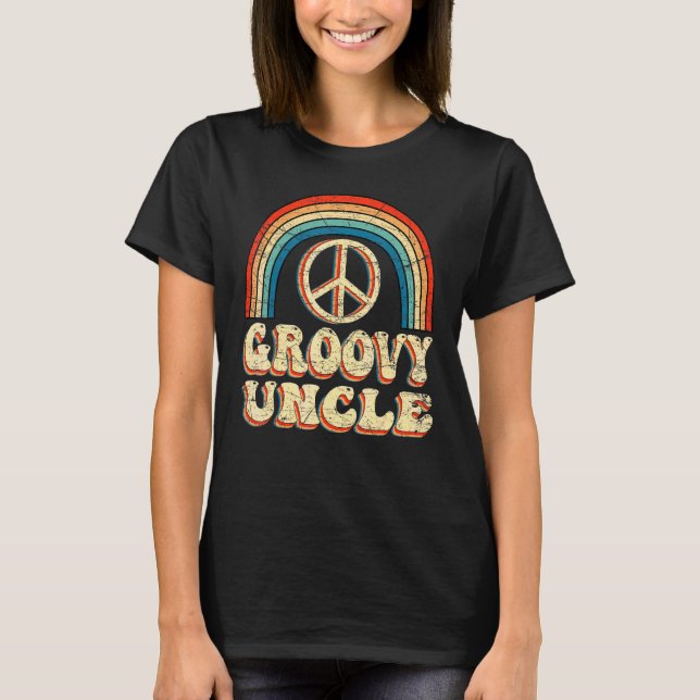 Groovy Uncle 70s Aesthetic Nostalgia 1970's Retro  T-Shirt (Front)