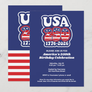  Groovy USA 250 - America's 250th Birthday Party Invitation