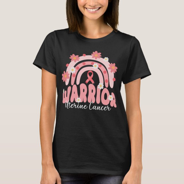 groovy uterine cancer warrior rainbow flower   T-Shirt (Front)