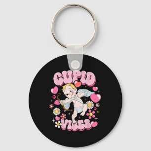 Groovy Valentine Cupid Vibes Happy V Day Couple Bo Key Ring