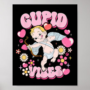 Groovy Valentine Cupid Vibes Happy V Day Couple Bo Poster