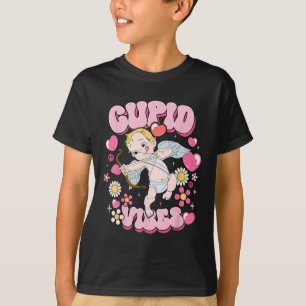 Groovy Valentine Cupid Vibes Happy V Day Couple Bo T-Shirt