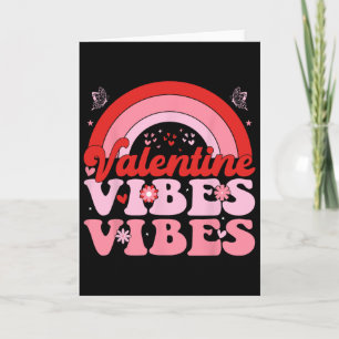 Groovy Valentine Vibes Cute Heart Rainbow Valentin Card