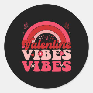 Groovy Valentine Vibes Cute Heart Rainbow Valentin Classic Round Sticker