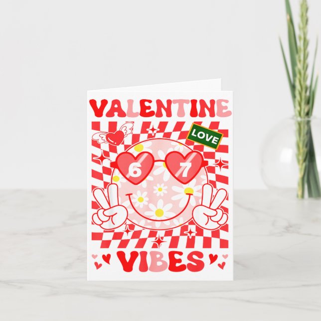 Groovy Valentine Vibes Happy Valentine's Day Girl  Card (Front)