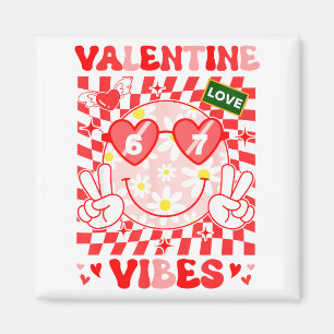 Groovy Valentine Vibes Happy Valentine's Day Girl Magnet