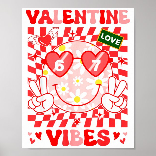 Groovy Valentine Vibes Happy Valentine's Day Girl  Poster (Front)