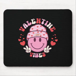 Groovy Valentine Vibes Smile Face Valentines Day G Mouse Mat