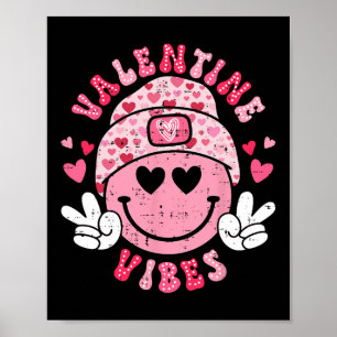 Groovy Valentine Vibes Smile Face Valentines Day G Poster