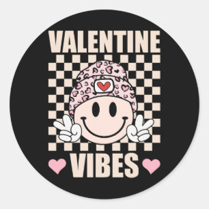 Groovy Valentine Vibes Valentines Day Design For G Classic Round Sticker
