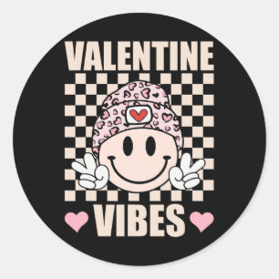 Groovy Valentine Vibes Valentines Day Design For G Classic Round Sticker