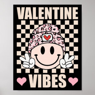Groovy Valentine Vibes Valentines Day Design For G Poster