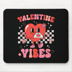Groovy Valentine Vibes Valentines Day Girls Women Mouse Mat