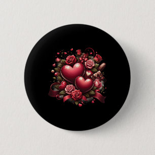Groovy Valentine Vibes Valentines Day Girls Womens 6 Cm Round Badge