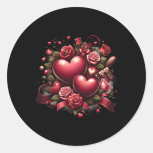 Groovy Valentine Vibes Valentines Day Girls Womens Classic Round Sticker