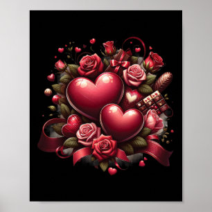 Groovy Valentine Vibes Valentines Day Girls Womens Poster