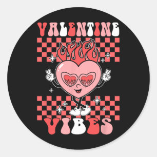 Groovy Valentine Vibes Valentines Day Retro Gift G Classic Round Sticker