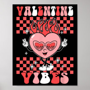 Groovy Valentine Vibes Valentines Day Retro Gift G Poster