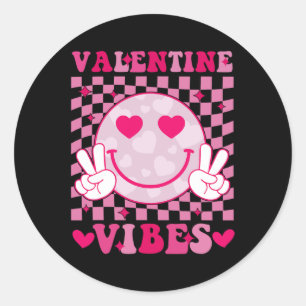 Groovy Valentine Vibes Valentines Day Shirts For G Classic Round Sticker