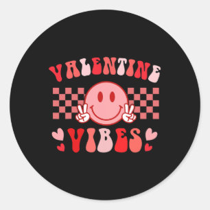 Groovy Valentine Vibes Valentines Day Shirts For G Classic Round Sticker