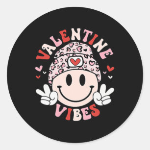 Groovy Valentine Vibes Valentines Day Shirts For G Classic Round Sticker