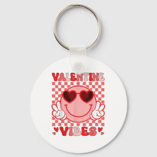 Groovy Valentine Vibes Valentines Day Shirts For G Key Ring