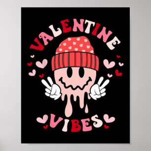 Groovy Valentine Vibes Valentines Day Smile Face G Poster