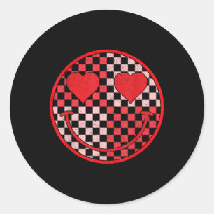 Groovy Valentines Day Heart Smile Valentine Vibes Classic Round Sticker